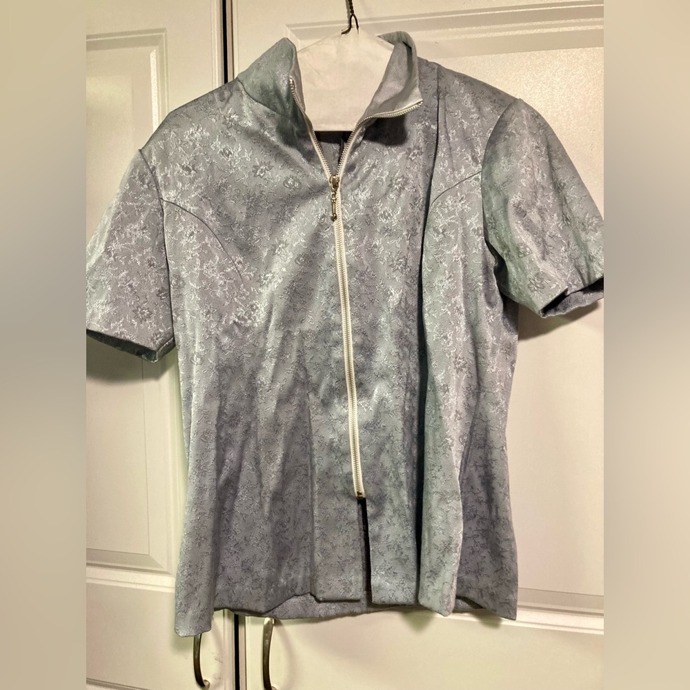 Vintage Handmade (no tag) Light Blue Paisley Top